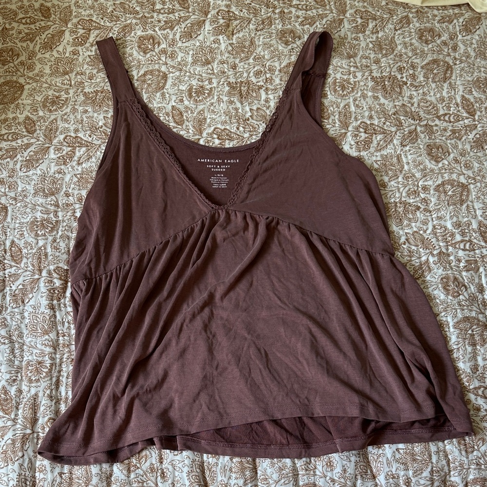 American Eagle Outfitters Chocolate Brown Tank Top Soft & Sexy